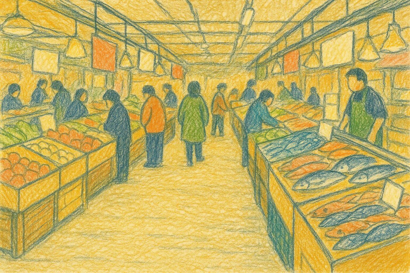 釧路和商市場の生鮮売り場