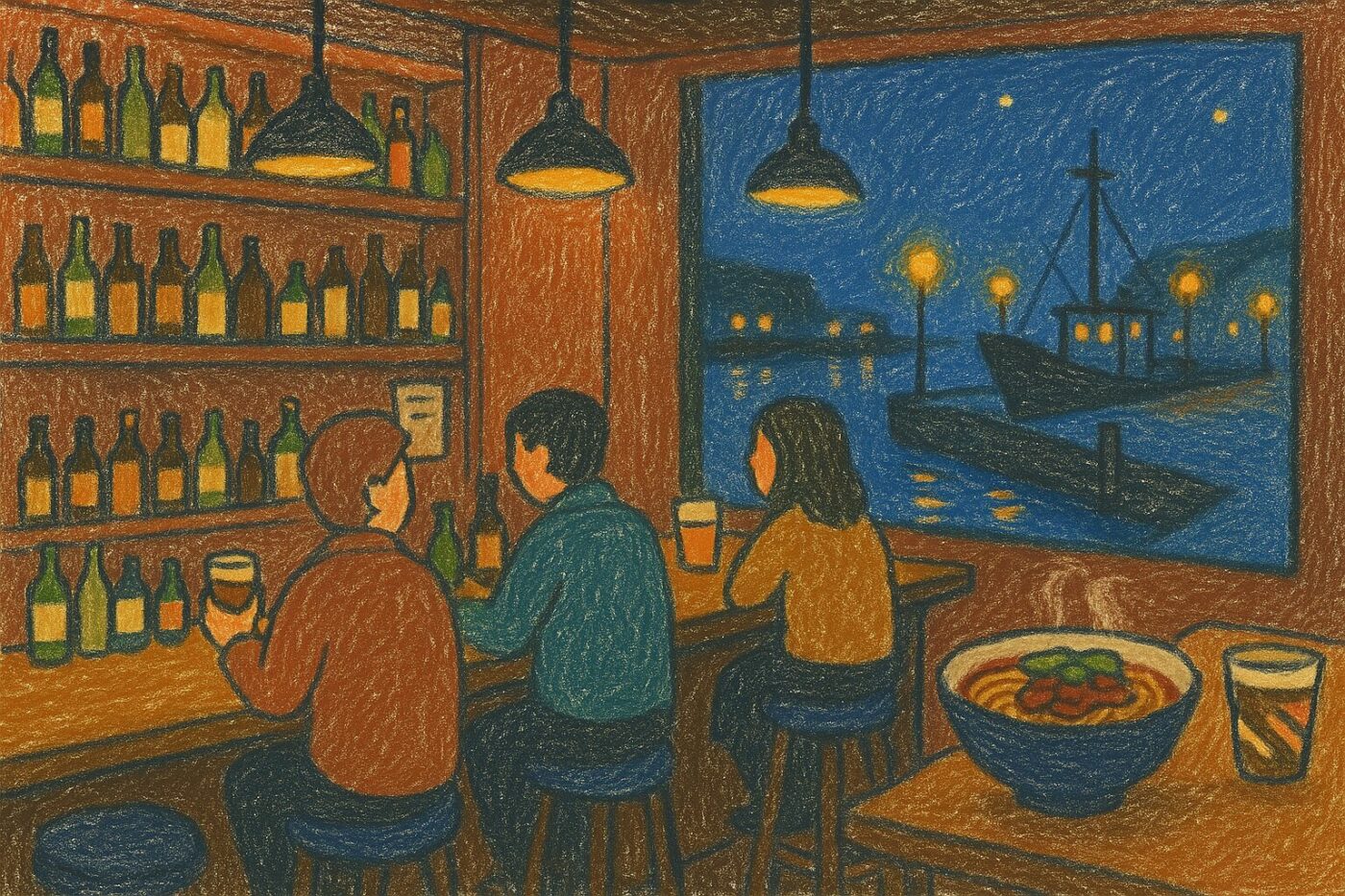 港町の居酒屋の雰囲気