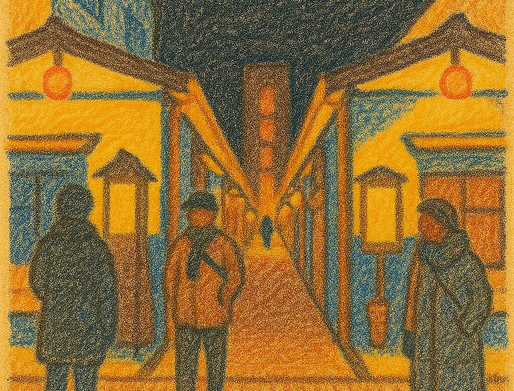 冬の帯広の夜の繁華街