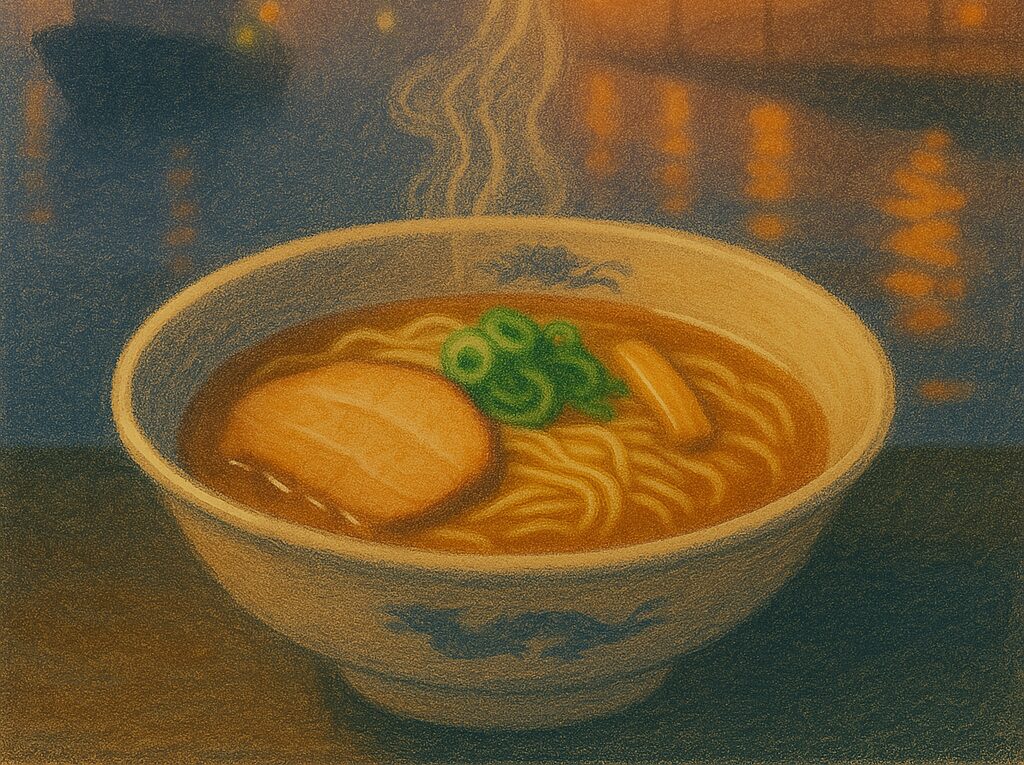 霧の港町に湯気立つ釧路ラーメンの丼