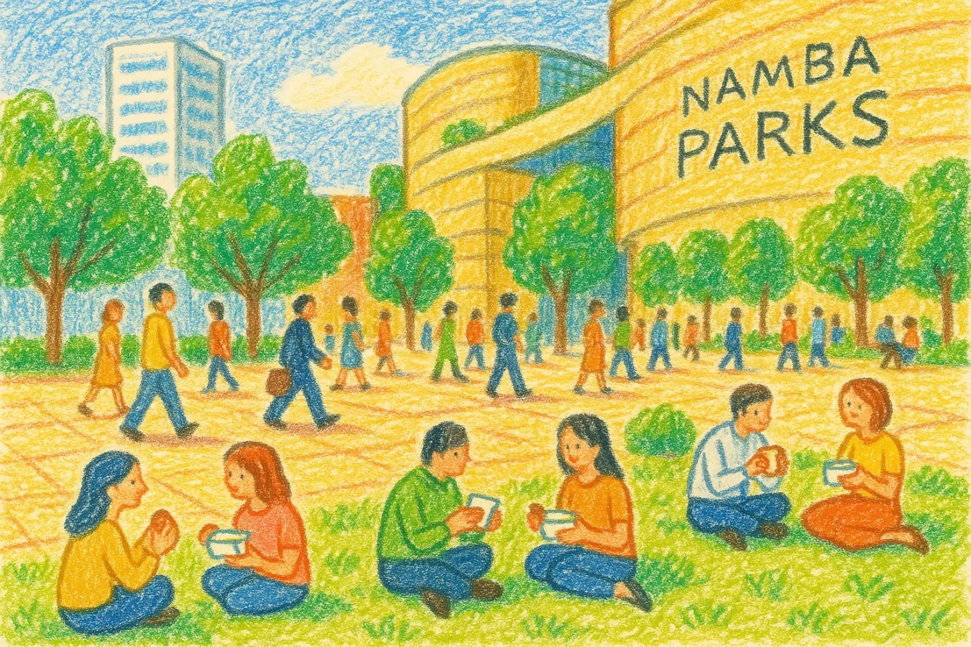 なんば周辺のランチタイムの容姿